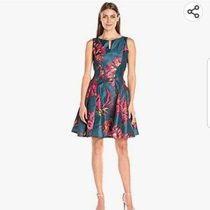 Julian Taylor Women's Fit and Flare Dress, Size 8, Dark Peacocked/Fuchsia